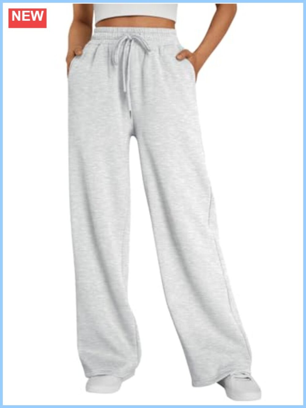 Wide Leg Fleece Lined Sweatpants High Waisted Baggy Drawstring Pockets